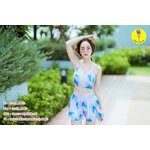 [Free size] ชุดว่ายน้ำทูพีชสายเดี่ยว รุ่น My Dear สีกาแลกซี่