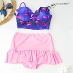 (free size) ชุดว่ายน้ำ ทูพีช บราแบบใหม่มาพร้อมโครงเหล็กช่วยให้กระชับและดันทรง สีน้ำเงินลาย นกฟลามิงโก้ ชุดว่ายน้ำ-corset05