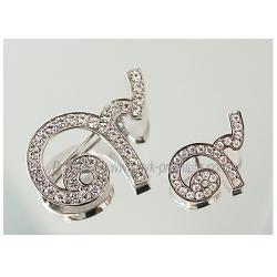 เข็มกลัดไว้ทุกข์เลข๙ ประดับเพชรสวารอฟสกี้ สีเงิน