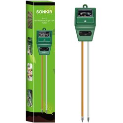 Sonkir รหัส MS-02 เครื่องวัดค่าความเป็นกรด-ด่างของดิน,3-in-1,Soil pH Meter,Soil Moisture,Light,pH Gardening Tool Kits