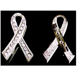 เข็มกลัดไว้ทุกข์ สีเงินเงาติดเพชรสวารอฟสกี้