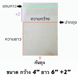 ถุงแก้วแถบกาว 1/2 โล ขนาด 4*6+2 นิ้ว ประมาณ 265ใบ
