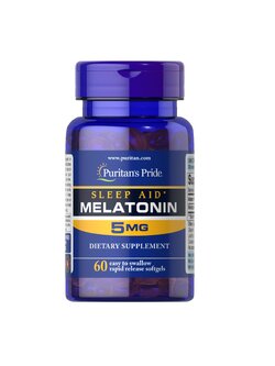PURITAN'S PRIDE :: Melatonin 5 mg เมลาโทนิน 5 มิลลิกรัม 60-120 เม็ด ผ่อนคลาย แก้ปัญหานอนไม่หลับ (เลือกขนาดด้านใน) -