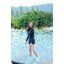 [Size M, L, XL] ชุดว่ายน้ำวันพีชขาสั้นซิปหน้า ลายหินอ่อนสีดำ