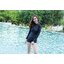 [Size M, L, XL] ชุดว่ายน้ำวันพีชขาสั้นซิปหน้า ลายหินอ่อนสีดำ