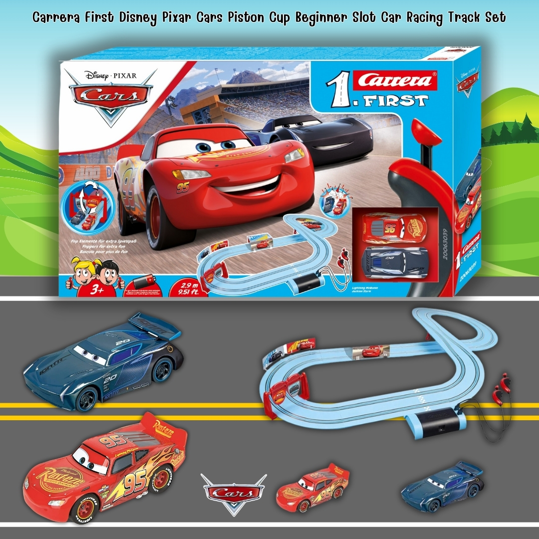 แทร็คแข่งรถสล็อต รีโมทบังคับ Carrera First Disney/Pixar Cars 3 - Slot Car Race Track Lightning McQueen and Jackson Storm