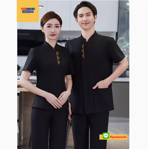 เสื้อพนักงานต้อนรับ เสื้อพนักงานเสริฟ เสื้อพนักงานโรงแรม เสื้อพนักงานร้านอาหาร เสื้อพนักงานภัตตาคาร แดง ดำ M-5XL F6804004 เสื้อ
