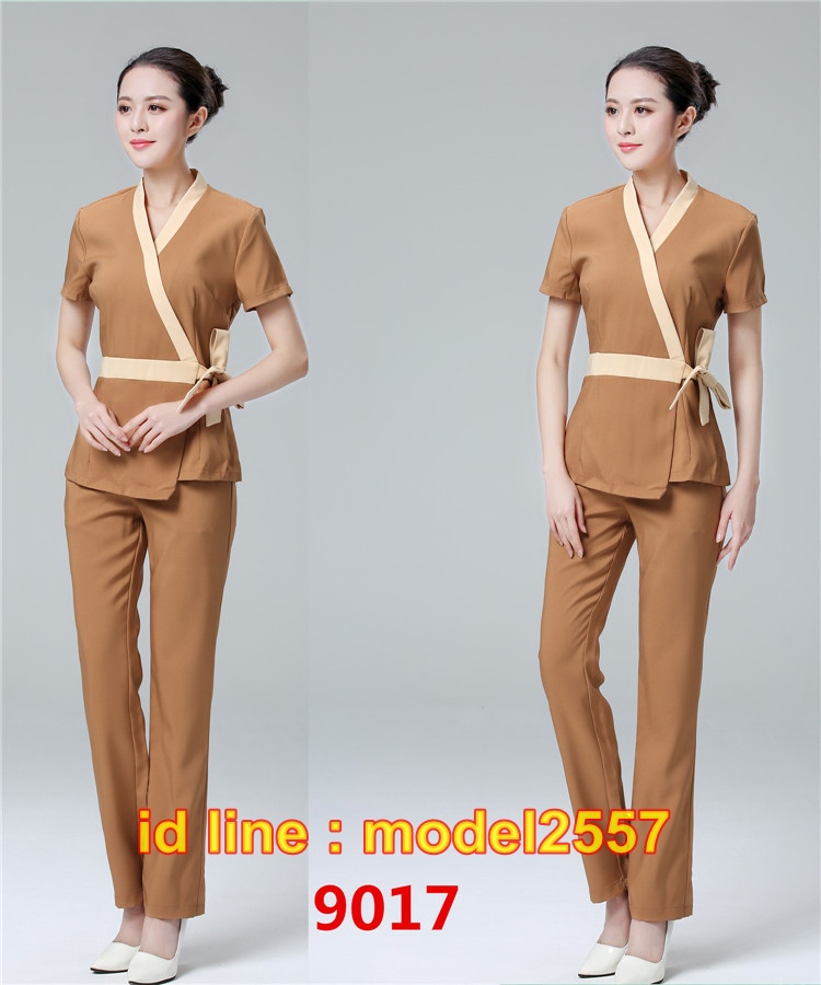 S6102006 ชุดพนักงานนวดสปา ชุดพนักงานเสริมสวย ชุดทำงาน ชุดสูท แขนสั้น S6102006 ชุด