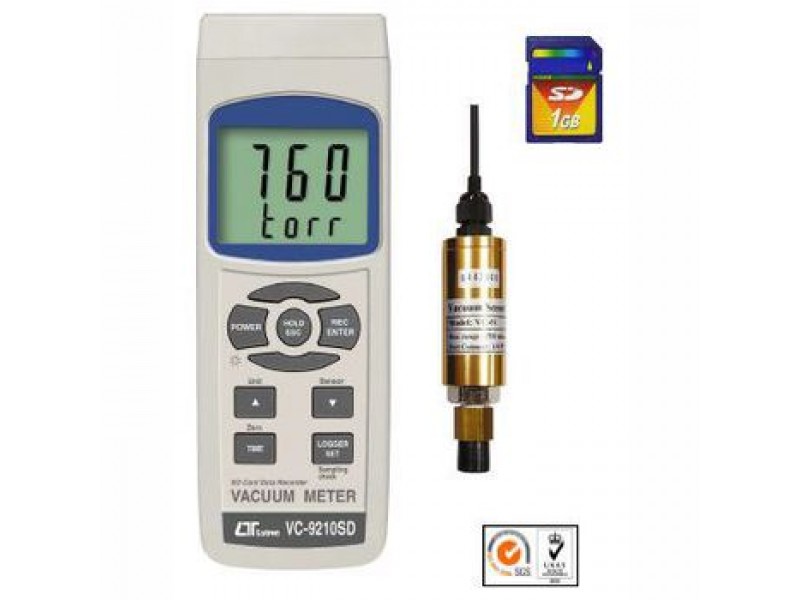 Lutron รุ่น VC-9210SD เครื่องวัดสูญญากาศ,Digital vacuum pressure meter with SD card real time recorder,meas.range:1～1500mBar