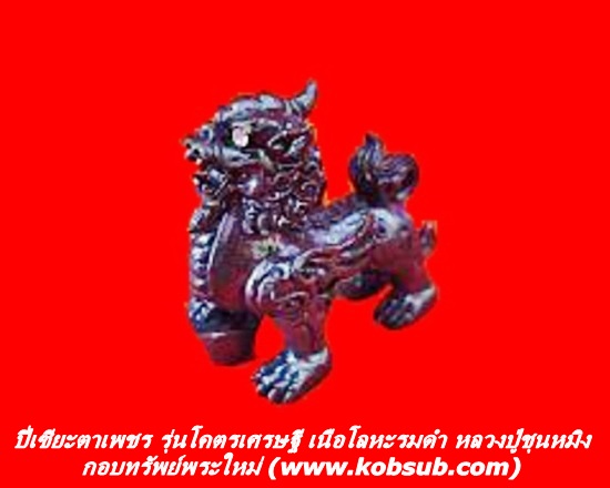 ปี่เซียะโคตรเศราฐีตาเพชร เนื้อโลหะรมดำ หลวงปู่ชุนหมิง วัดบางแก้ว จ.นครสวรรค์