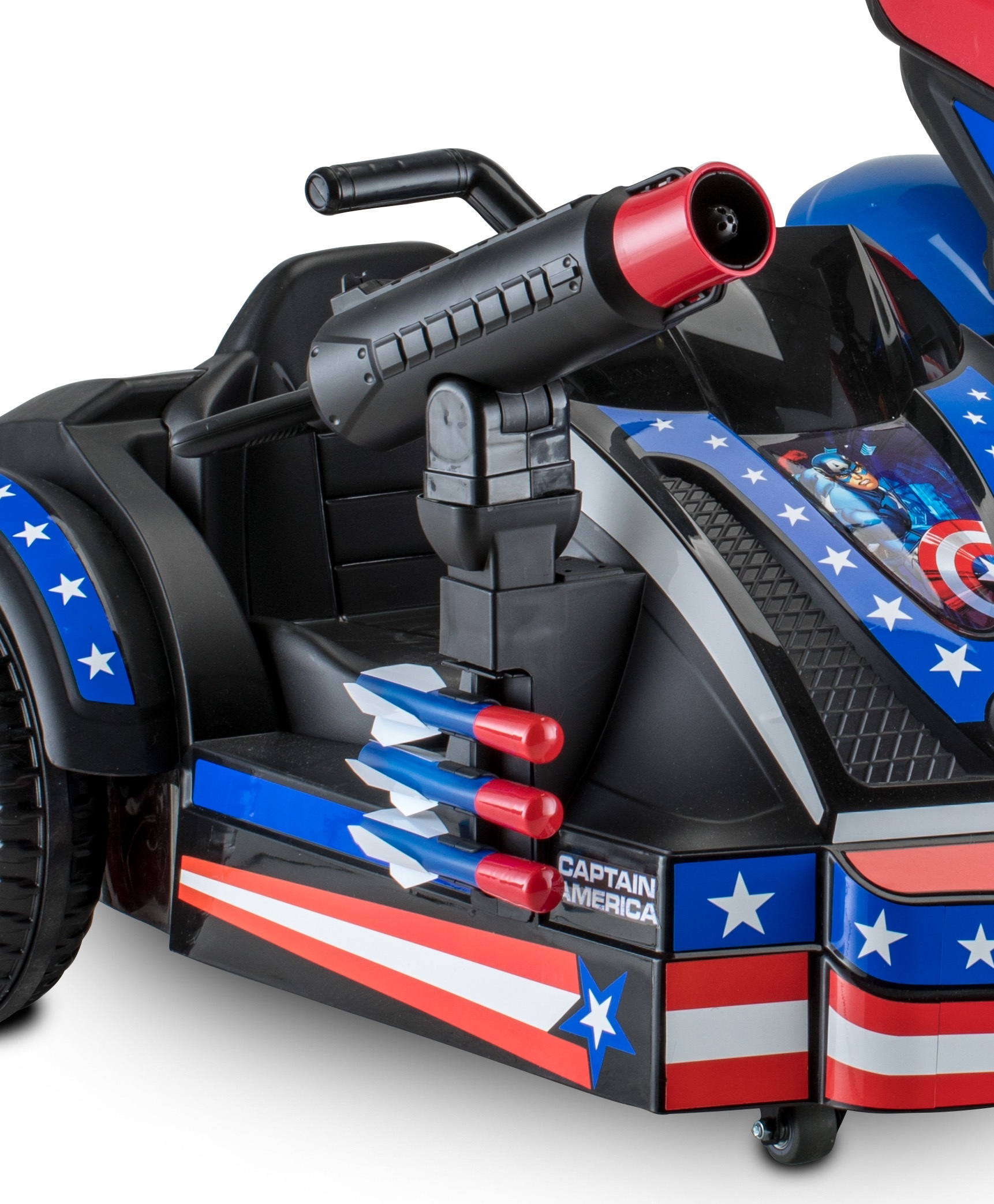 Kid Trax 12-Volt Captain America Motorcycle Ride-On รถจักรยานยนต์พ่วงข้างกัปตันอเมริกาขี่ได้ 2 คน ราคา 16,500 บาท