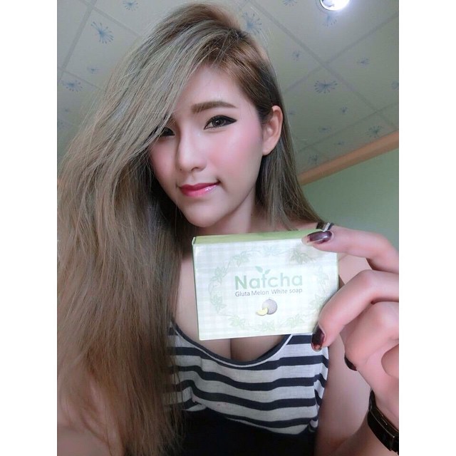 สบู่นัดชากลูต้าเมล่อน สีเขียว (Natcha Gluta Melon White Soap)