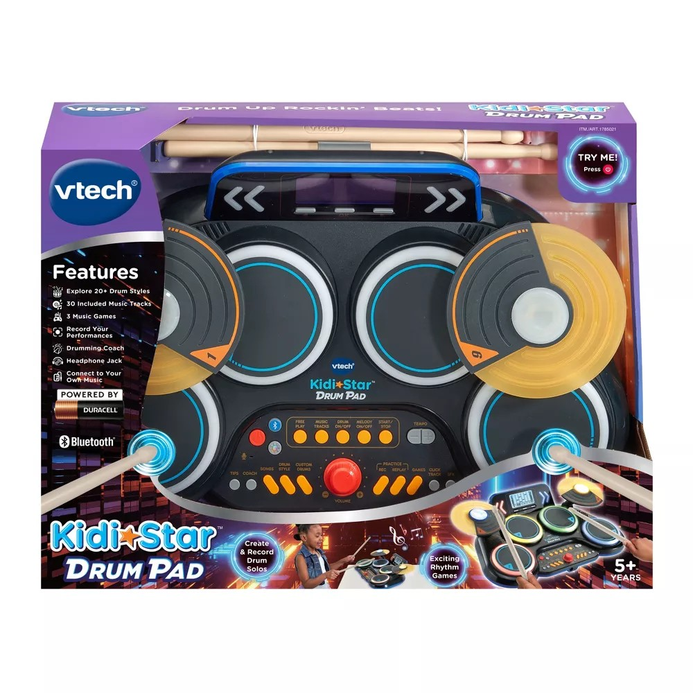 🪄มาใหม่ล่าสุดเลยนำเข้า🇺🇸 🪩 VTech® Kidi Star™drum pad, black - กลองแพดสีดำแป้นกลองอิเล็กทรอนิกส์แบบโต้ตอบนี้เหมาะสําหรับเด็กอายุ 5 ปี ราคา 3,590 บาท