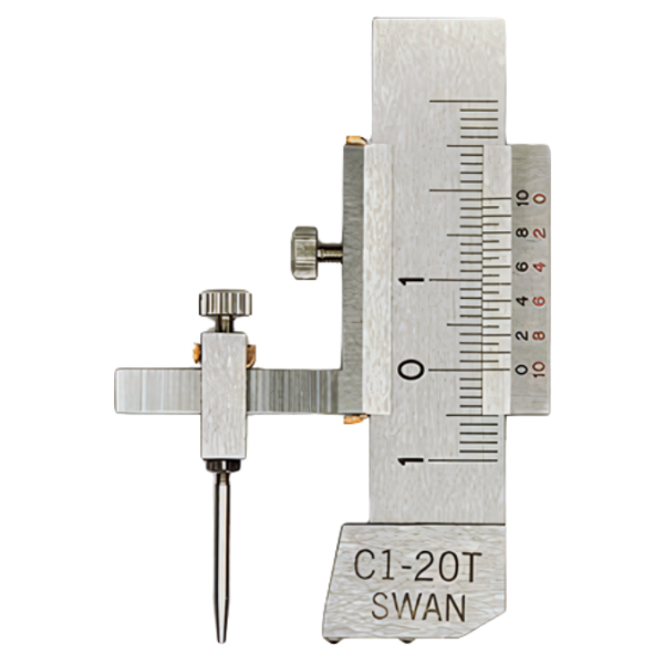 Swan รหัส C1-20T มาตรวัดระดับแบบสเกล,Three-sphere base surface level gauge,meas.range:±10mm,divisionvalue:0.05mm