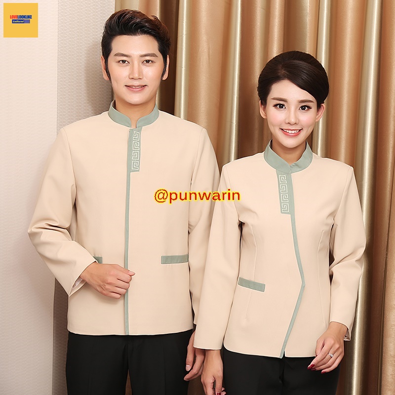 ชุดพนักงานทำความสะอาดแขนสั้นโรงแรม รีสอร์ทร้านอาหาร ฟ้า เขียว แดง L-4XL D6209006 ตัว