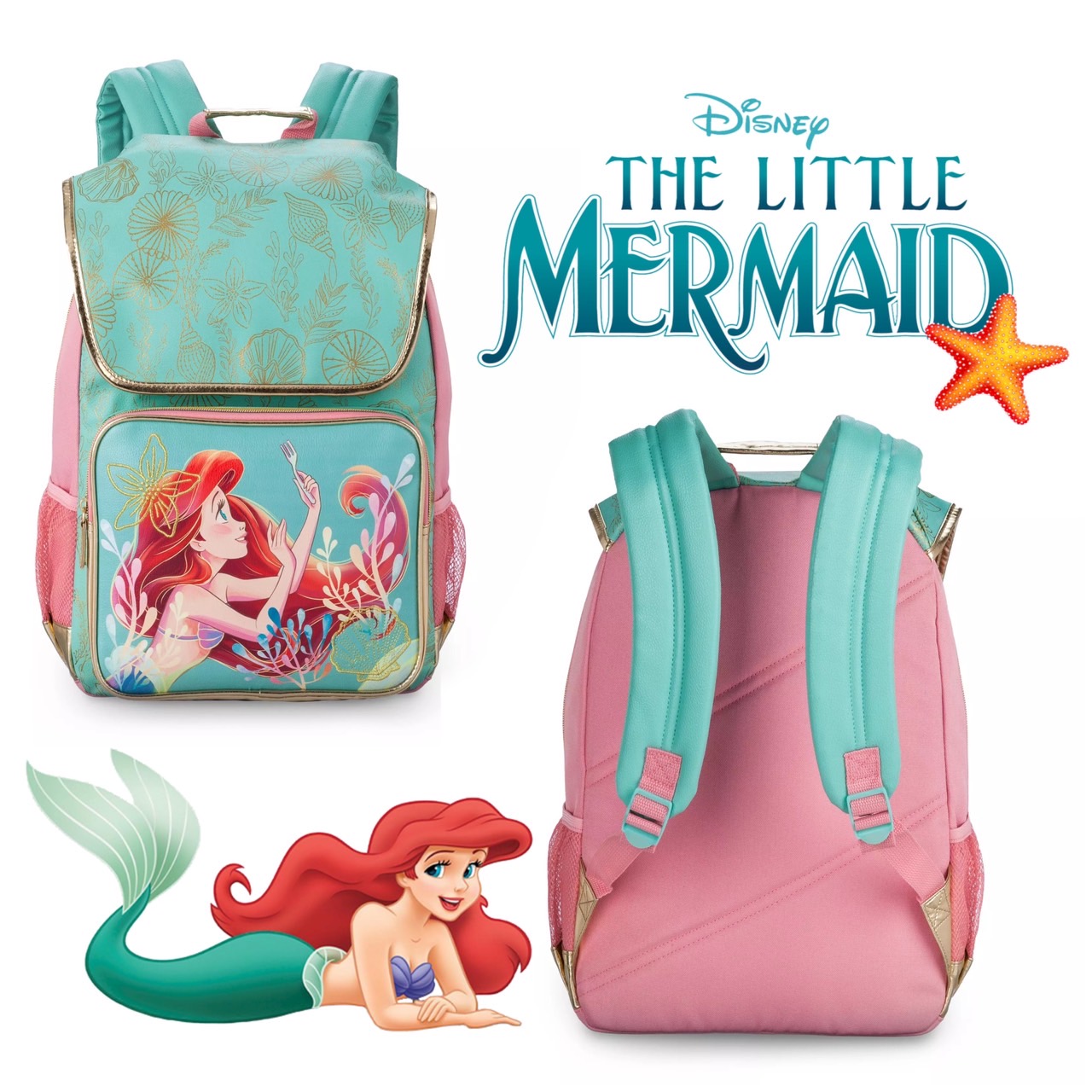 สินค้าพร้อมส่ง 🔮 ใหม่✨ จาก ShopDisney USA กระเป๋านักเรียน The Little Mermaid ลาย Ariel ราคา 1,390.- บาท