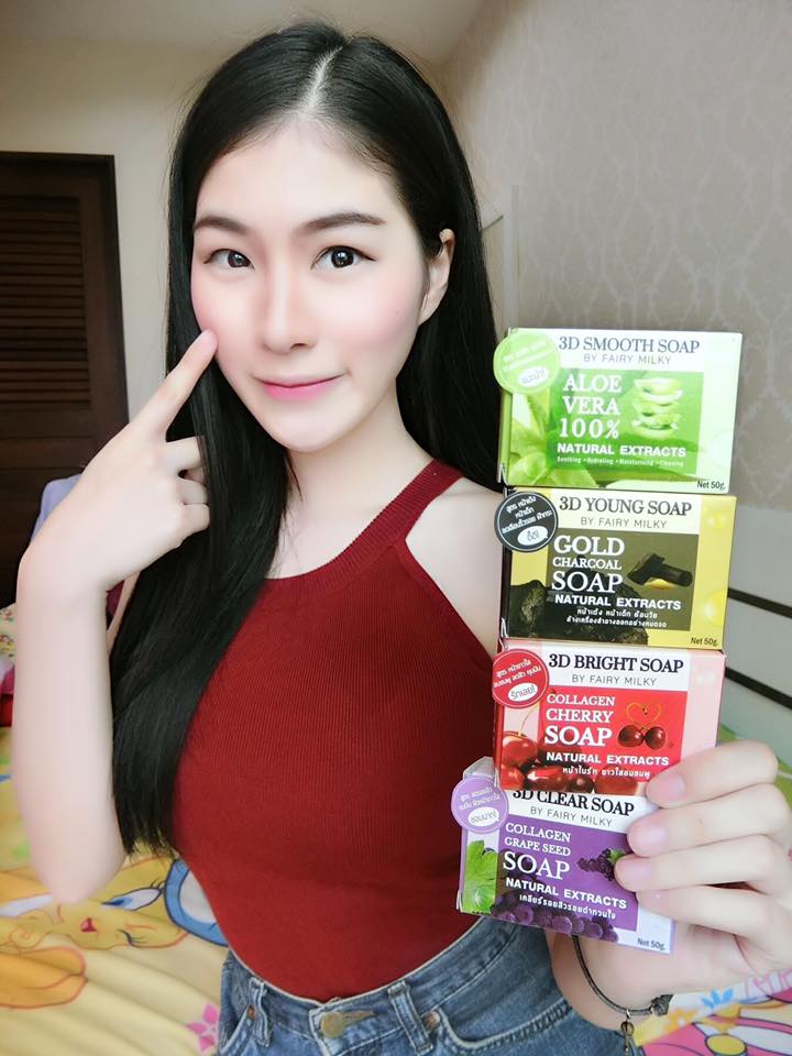 สบู่เชอร์รี่แดง (Collagen Cherry Soap 3D Bright Soap By Fairy Milky)