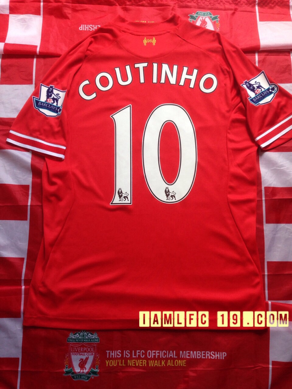 เสื้อลิเวอร์พูล Home 13/14 COUTINHO 10 สกีนชื่อ+เบอร์ ของแท้ +อาร์มกำมะยี่
