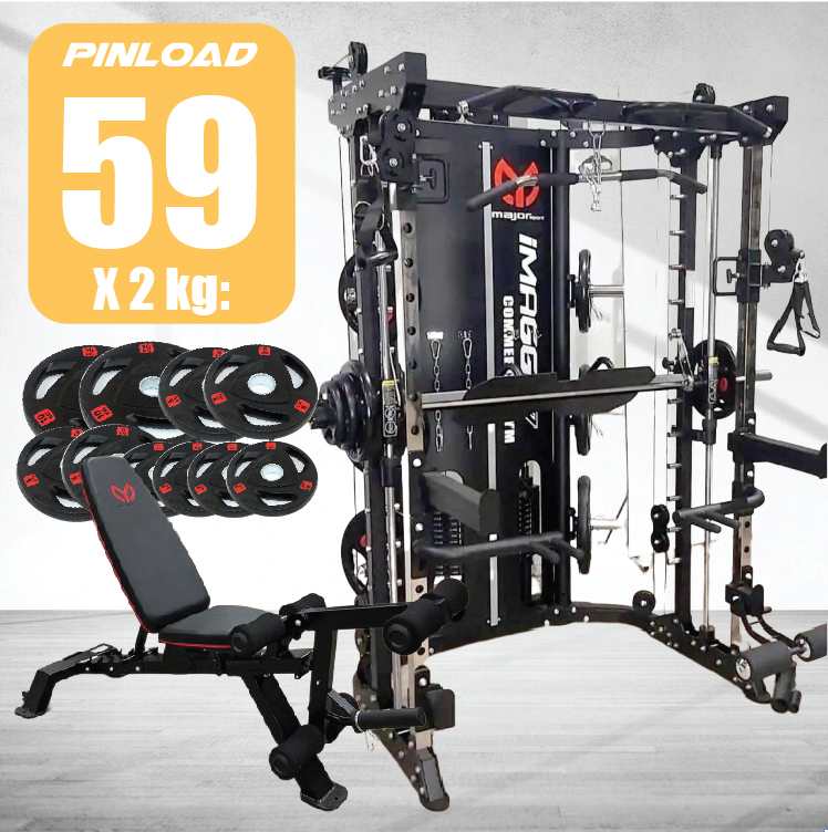 Smith Machine IMAGG 97 + ม้านั่ง819A + แผ่นน้ำหนัก50kg, สมิทแมชชีน