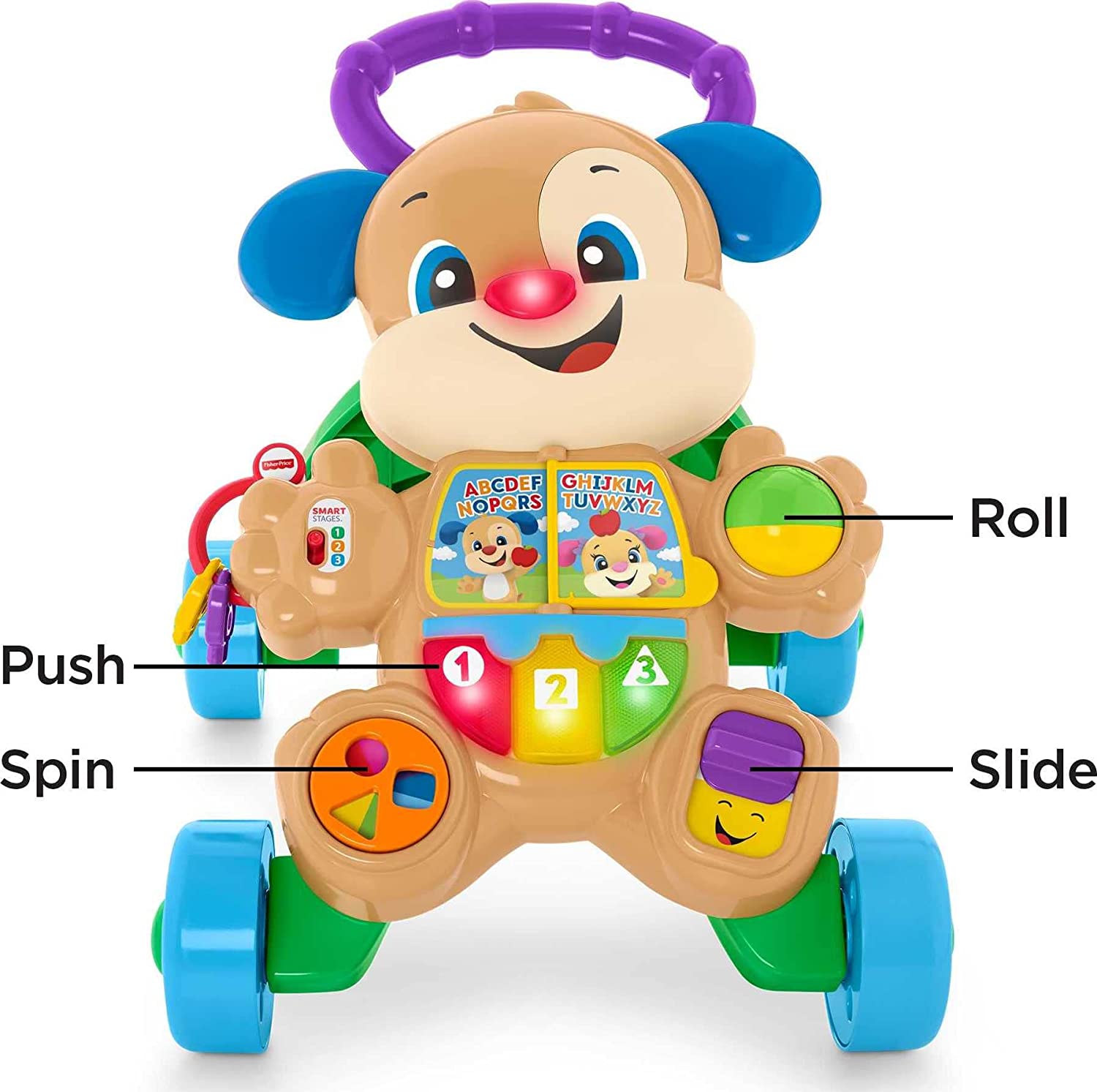 รถผลักเดินสีฟ้าสอนภาษาสำหรับเด็กหัดเดิน Fisher-Price Laugh & Learn Smart Stages Learn with Puppy Walker ราคา 1990 บาท