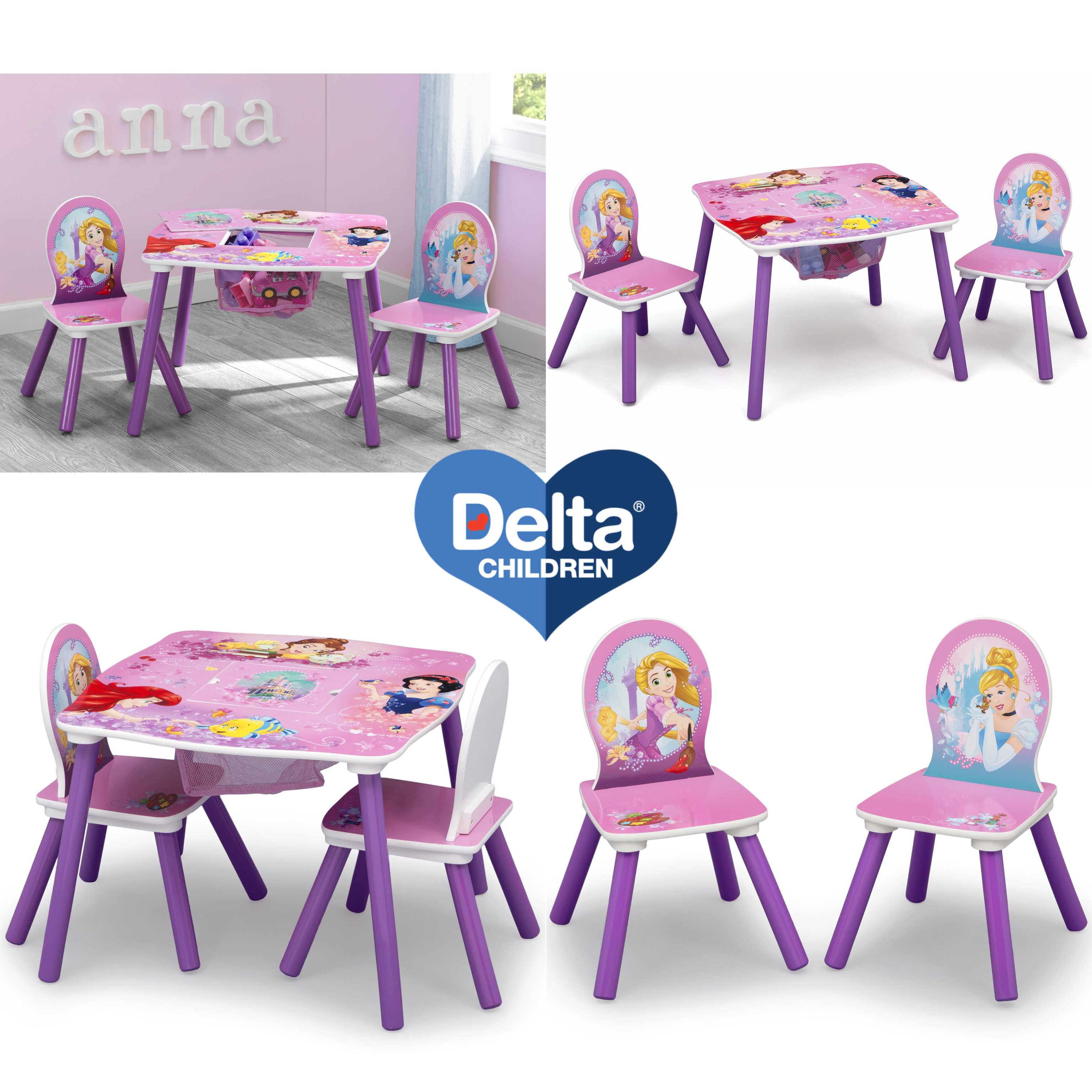 ชุดโต๊ะ เก้าอี้ไม้เด็ก ลายเจ้าหญิงดิสนี่ย์ Delta Children - Disney Prince Wood Kids Table and Chair Set With Storage ลิขสิทธิ์แท้ นำเข้าอเมริกา ราคา
