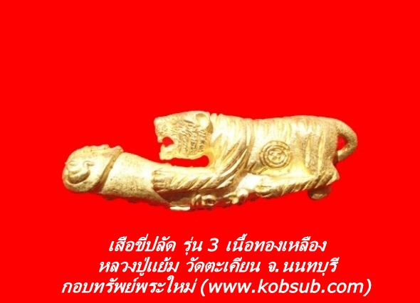 เสือขี่ปลัด รุ่น 3 เนื้อทองเหลือง หลวงปู่แย้ม วัดตะเคียน จ.นนทบุรี