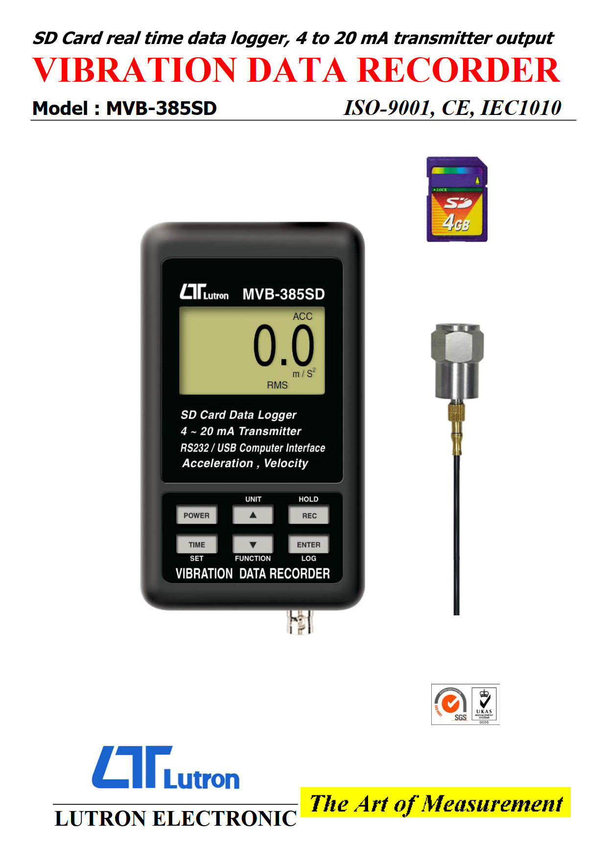 Lutron รุ่นMVB-385SDเครื่องวัดความสั่นสะเทือน