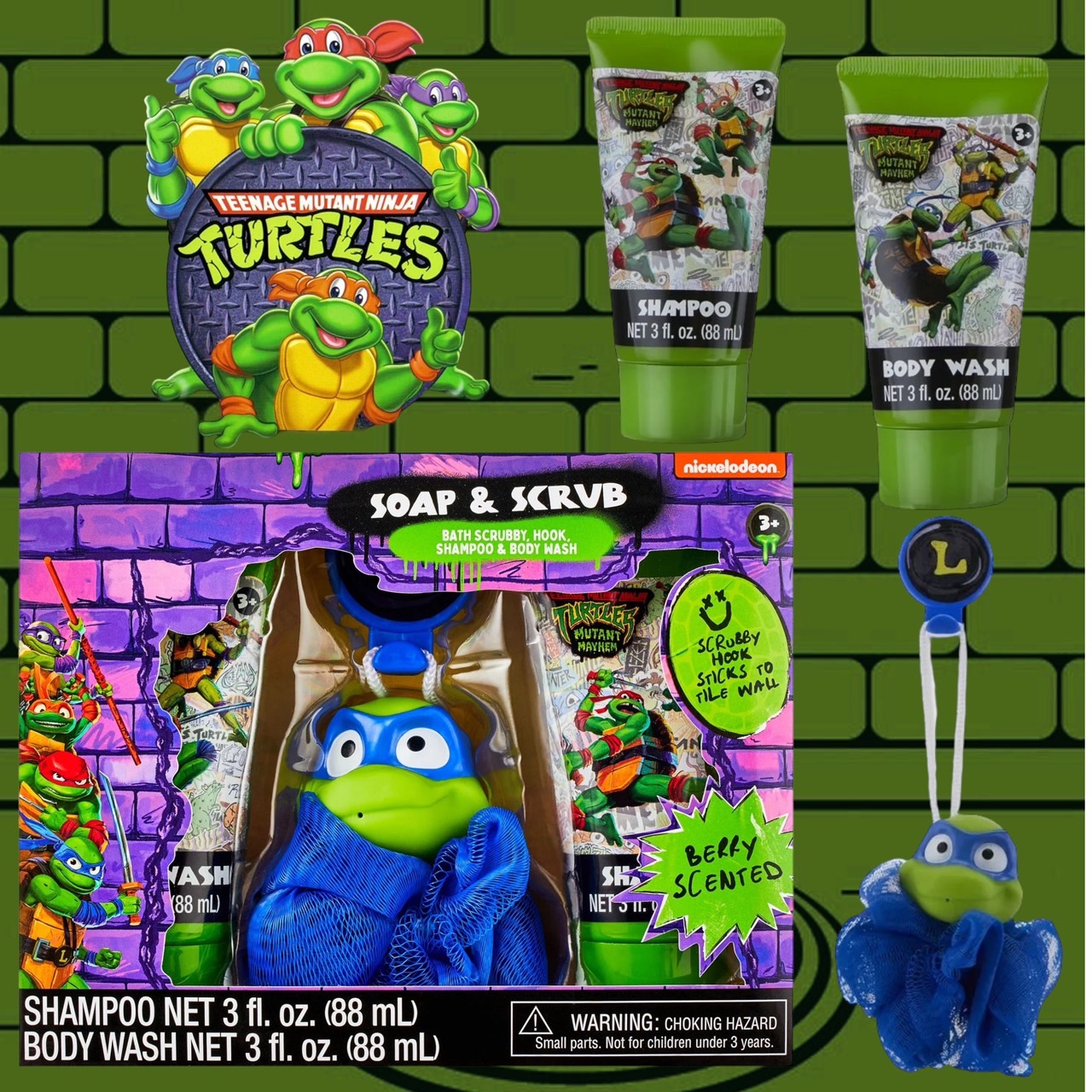 นำเข้า🇺🇸 เซ็ทอาบน้ำนินจาเต่า Teenage Mutant Ninja Turtles 4-Piece Soap & Scrub Gift Set, เหมาะสำหรับเด็กอายุ 3+ , ราคา 490 บาท