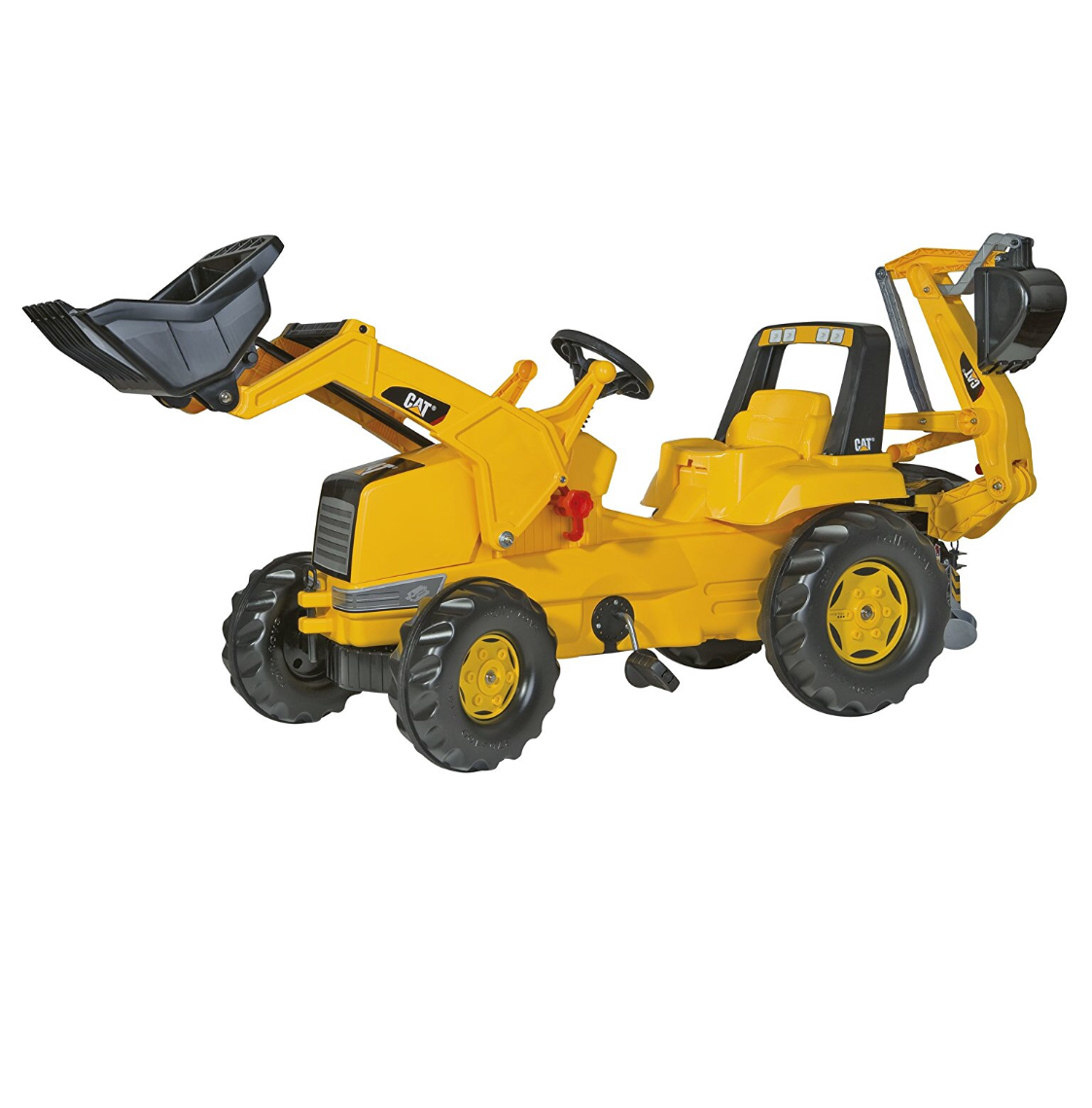 รถแทรกเตอร์ ตักดิน 2 หัว สามารถเล่นพร้อมกันได้2คน CAT Construction Pedal Tractor: Backhoe Loader (Front Loader and Excavator/Digger), Youth Ages 3+ สินค้าลิขสิทธิ์แท้ นำเข้าจาก USA