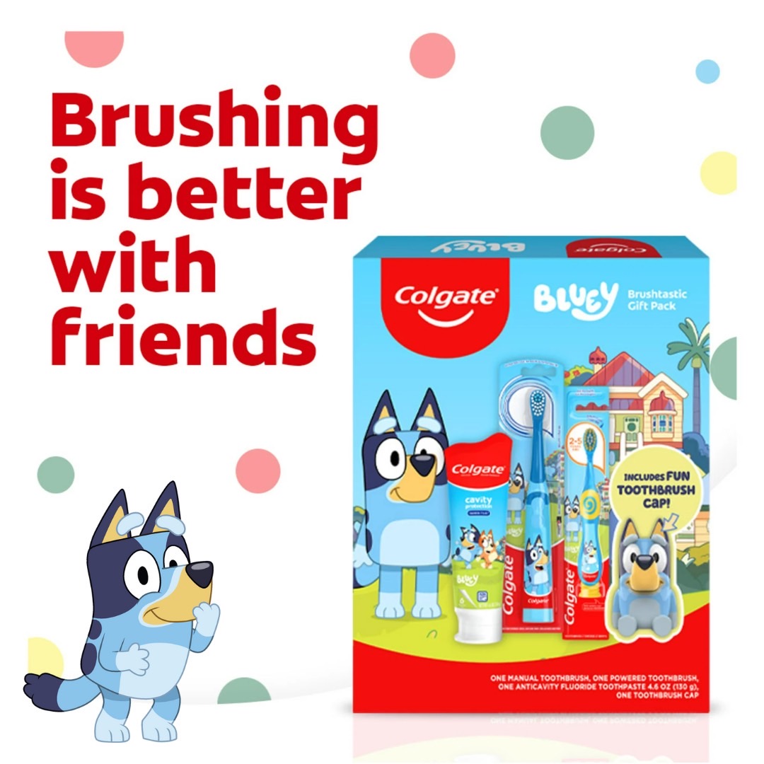 นำเข้า 🇺🇸 🪥 Colgate Kids Toothbrush Set – เซทแปรงสีฟันลาย Bluey สุดน่ารัก! 🪥 ราคา 990 บาท