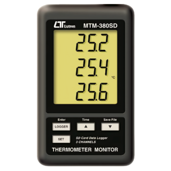 Lutron รุ่น MTM-380SD เครื่องวัดและบันทึกข้อมูลอุณหภูมิแบบ3ชอ่งสำหรับโพรบ,Temperature DataLogger for 3-Channel&Type K