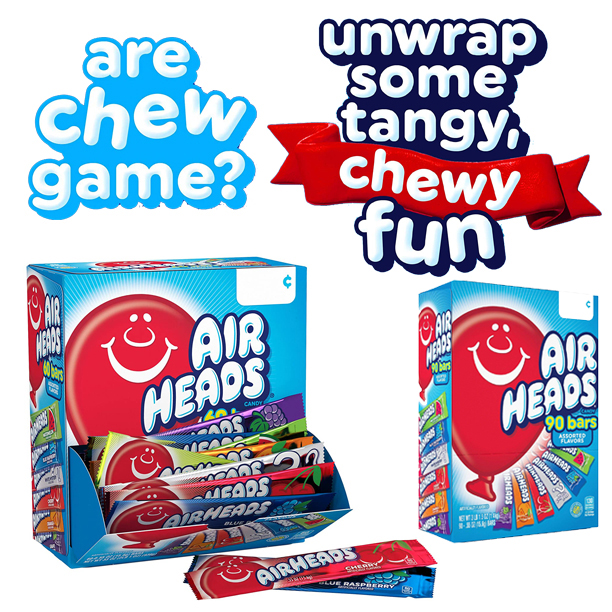 Airheads Candy Bars, Variety Bulk Box, Chewy Full Size Fruit Taffy 90 ซอง ราคา : 1,590 บาท