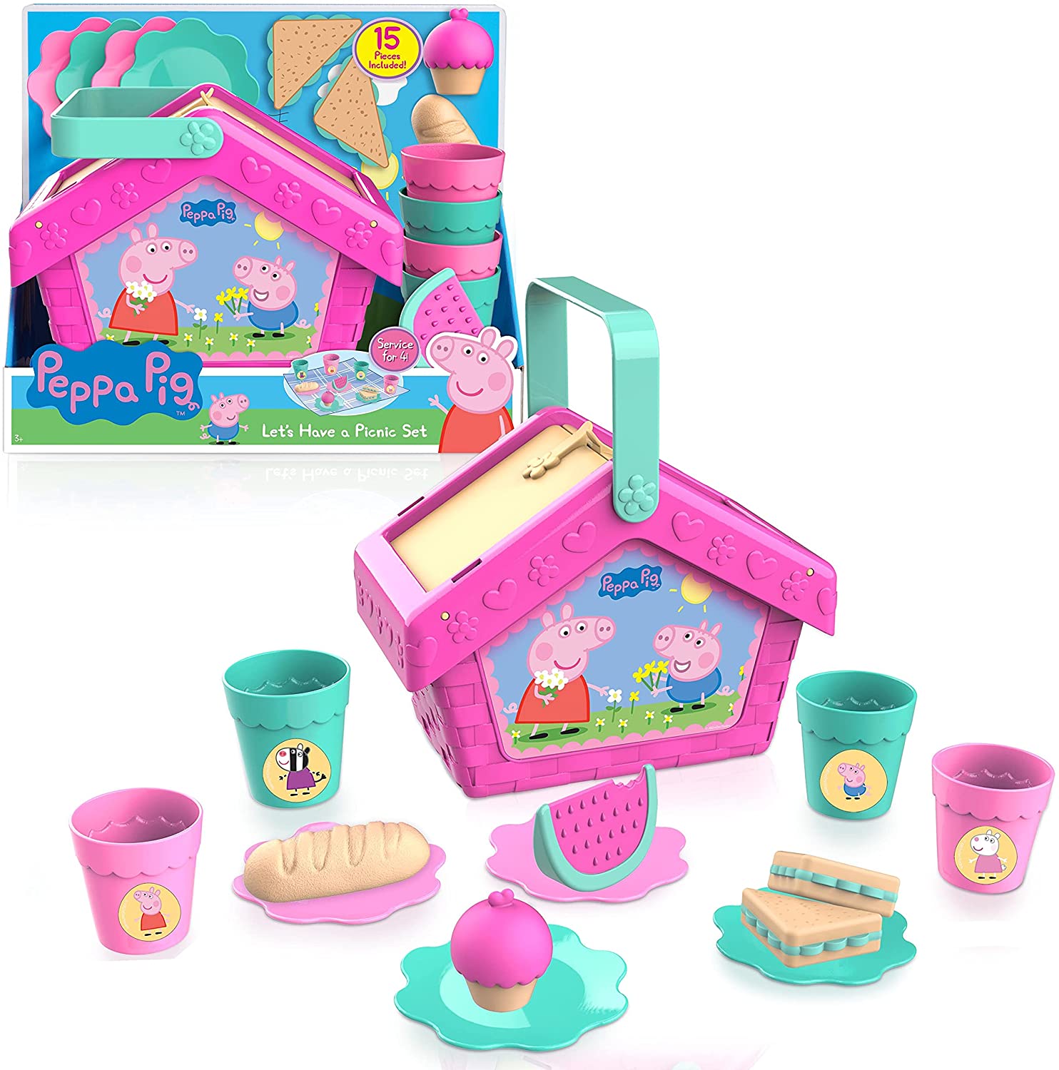 ตระกร้าปิกนิก Peppa Pig Let's Have a Picnic Set, Travel Toy with Handle Includes 4 Settings ราคา 1590 บาท