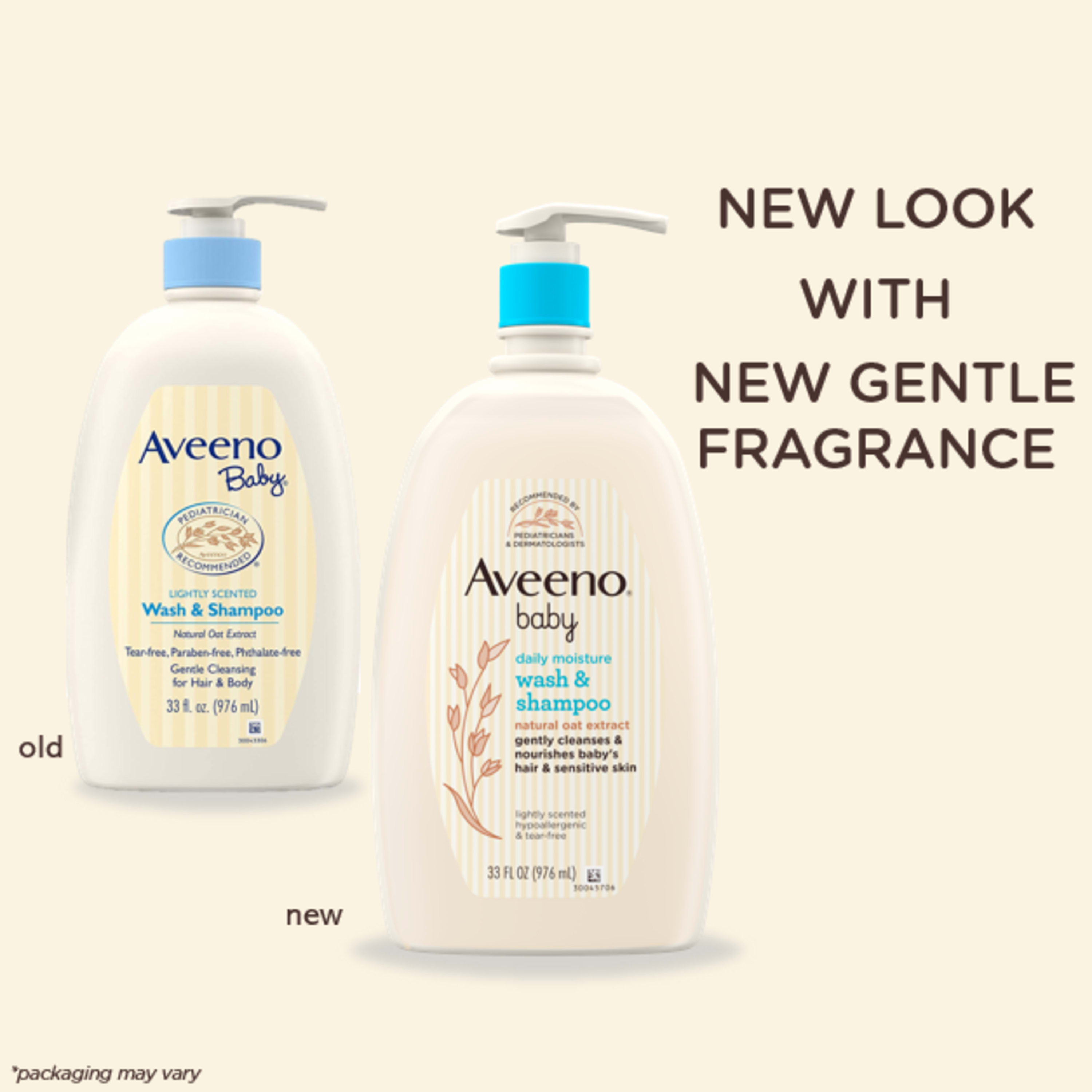 สุดคุ้ม สบู่อาบน้ำ และแชมพู สำหรับทารก Aveeno Baby Daily Moisture Wash & Shampoo สารสกัดจากข้าวโอ๊ต ขนาด 976 mL