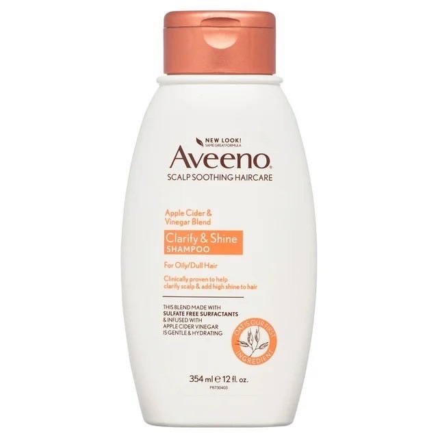 นำเข้า USA Aveeno, แชมพู Apple Cider Vinegar Clarifying Shampoo, Shine Enhancing ขนาด 12 ออนซ์ ราคา 690 บาท
