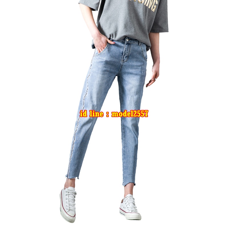 JW6109001 กางเกงยีนส์เกาหลีสตรีทเวย์สียีนส์อ่อนทรงหลวม สีภาพ 26-31 JW6109001 ตัว