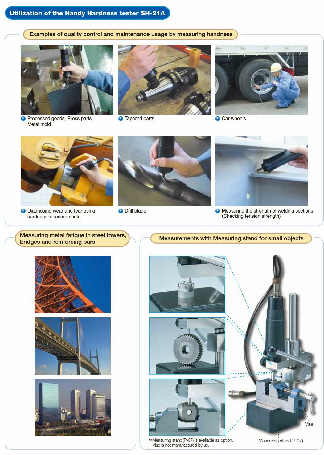 JFE Advantech รหัส SH-21-E4 เครื่องทดสอบความแข็งวัดหน่วย(HRC・HV・HS・HB)บันทึกค่าได้2,000ความจำUltrasonic Hardness Tester,Approx.40N Load/Approx.4Kgf.(Operating tem.0~50ºC)