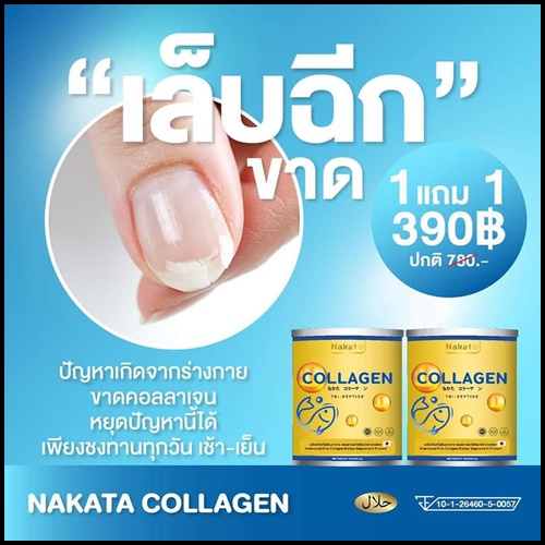 คอลลาเจนเพียว Nakata Collagen นาคาตะคอลลาเจน ( 1แถม1 )