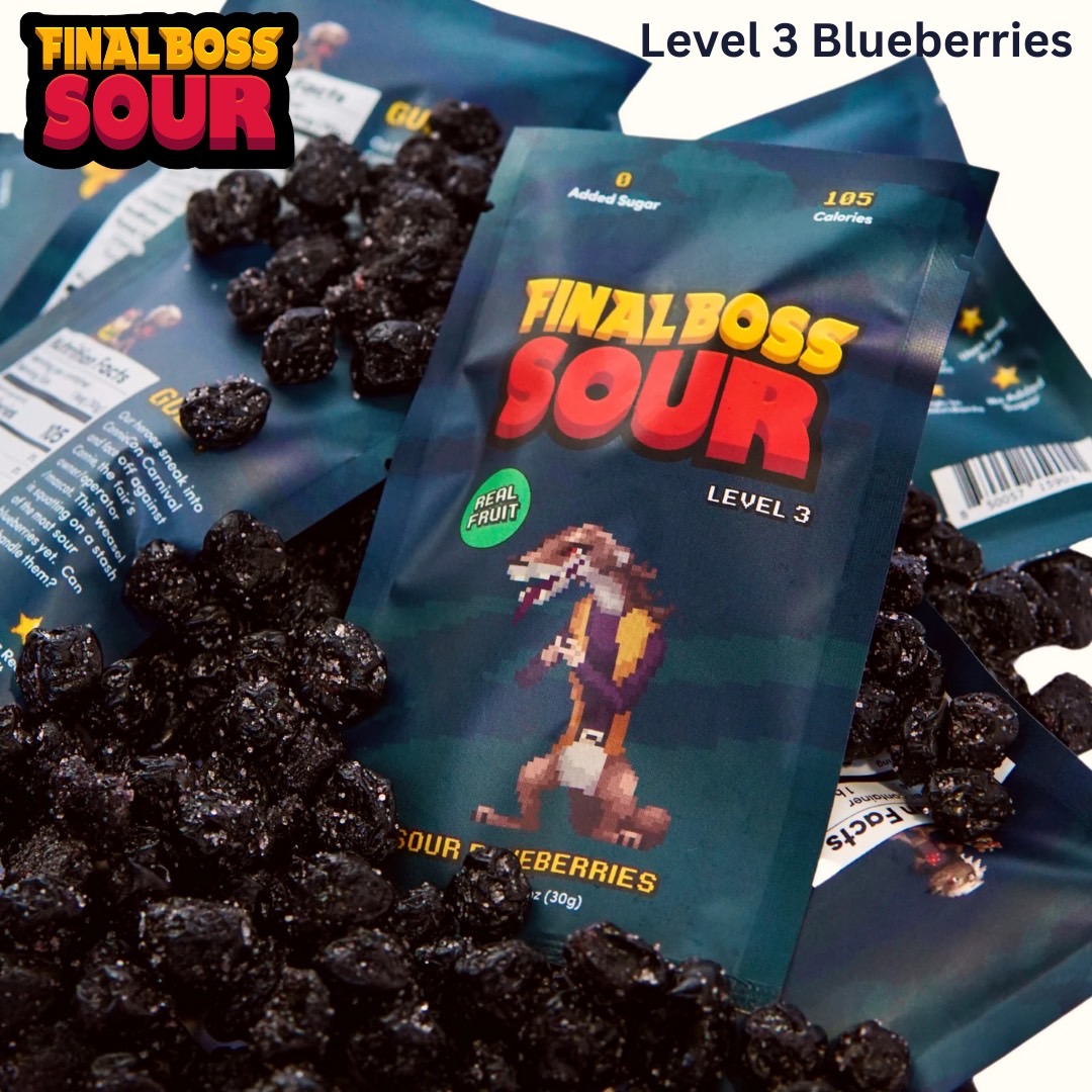 Neww ‼ นำเข้า 🇺🇸 FINAL BOSS SOUR - Sour Blueberries - ลูกอมที่ทำจากผลไม้เปรี้ยวที่สุดในโลก ราคา 220 บาท