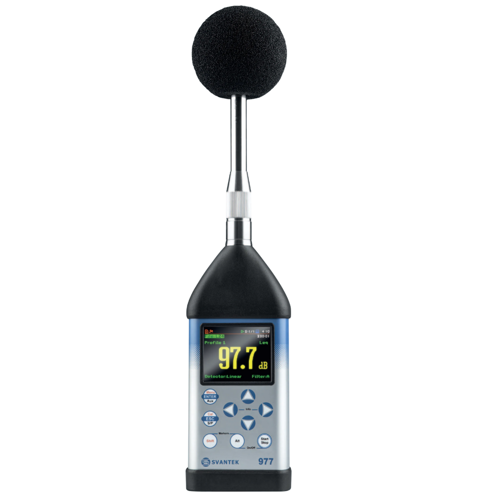 Svantek รหัส SV977D เครื่องวัดระดับเสียงและการสั่นสะเทือน,Class 1 sound & vibration analyser including 1/1 & 1/3 octave analysis and Bluetooth