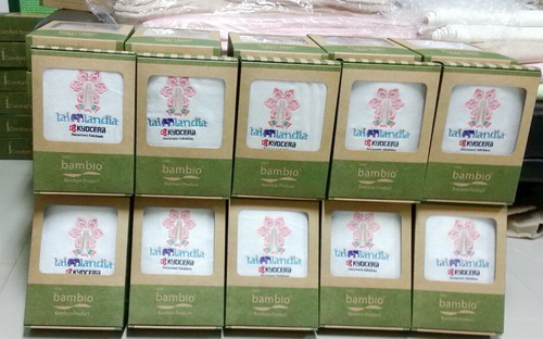 ผ้าขนหนูใยไผ่ปักโลโก้บริษัท PCS=Nissin