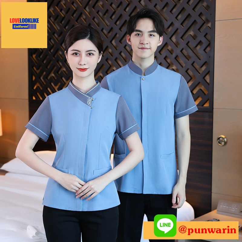 ชุดพนักงานทำความสะอาด เสื้อแม่บ้าน เสื้อแม่บ้านโรงแรมรีสอร์ท สีภาพ L-6XL D6510010 ตัวเสื้อ **2 ตัวขึ้นไป