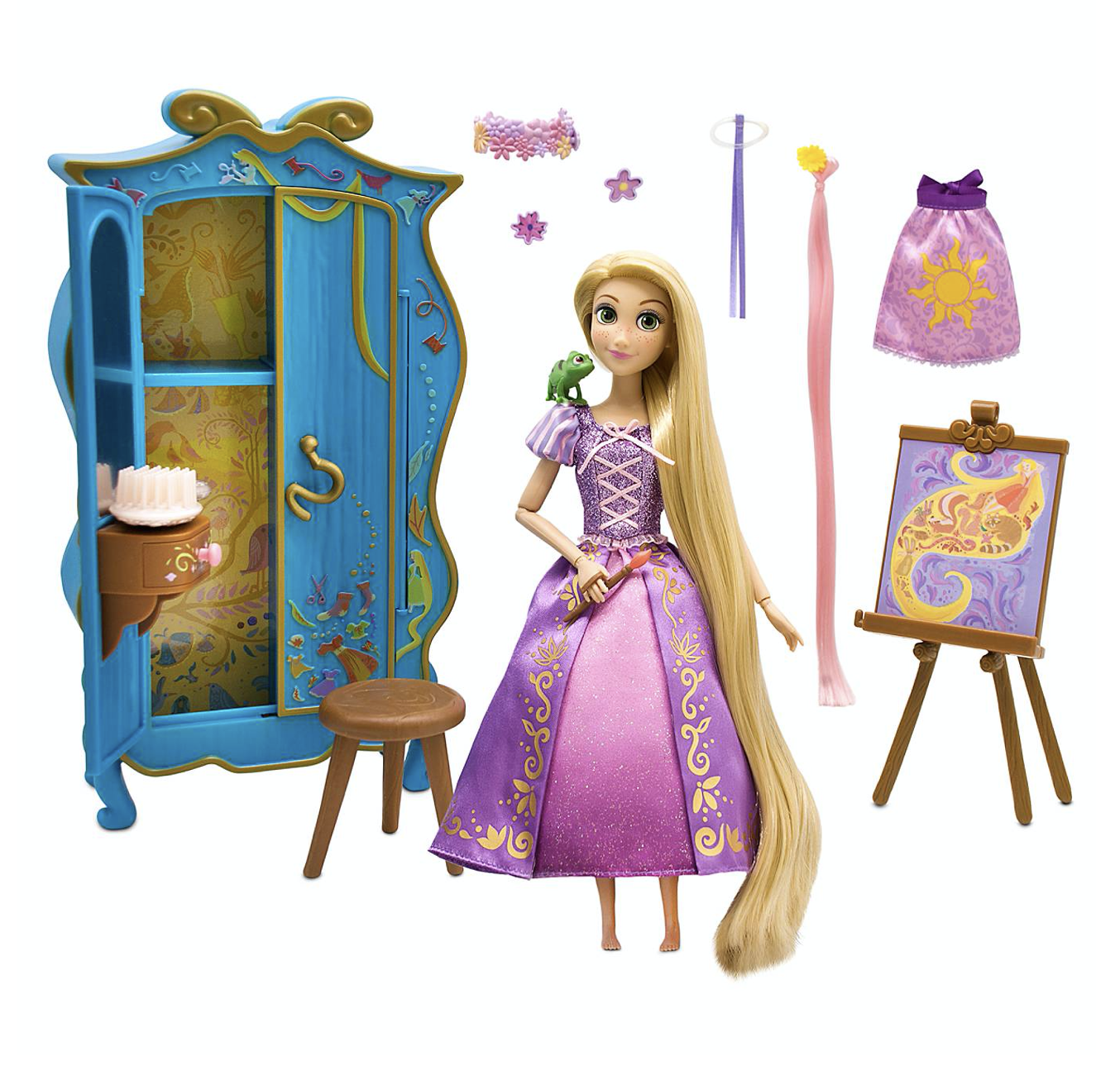 ตุ๊กตา Rapunzel Classic Doll ที่มาพร้อมโต๊ะเครื่องแป้งและเครื่องประดับ Disney Rapunzel Classic Doll Wardrobe Vanity Play Set New With Box