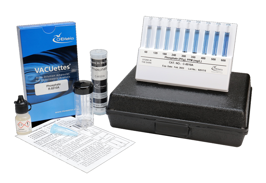 CHEMets รหัสสินค้า K-8510Aชุดทดสอบคุณภาพน้ำค่าฟอสเฟต,Phosphate Visual Kit,Meas.range:0～60&60～600ppm