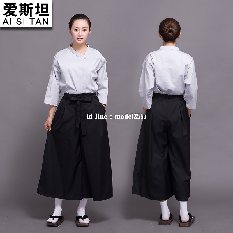 G6109010 ชุดซูชิกิโมโนสไตร์ญี่ปุ่นเสริฟ สำหรับห้องอาหารญี่ปุ่นเกาหลีจีน เสื้อเชฟ พ่อครัว บริกร สีภาพ M XL G6109010 ตัว