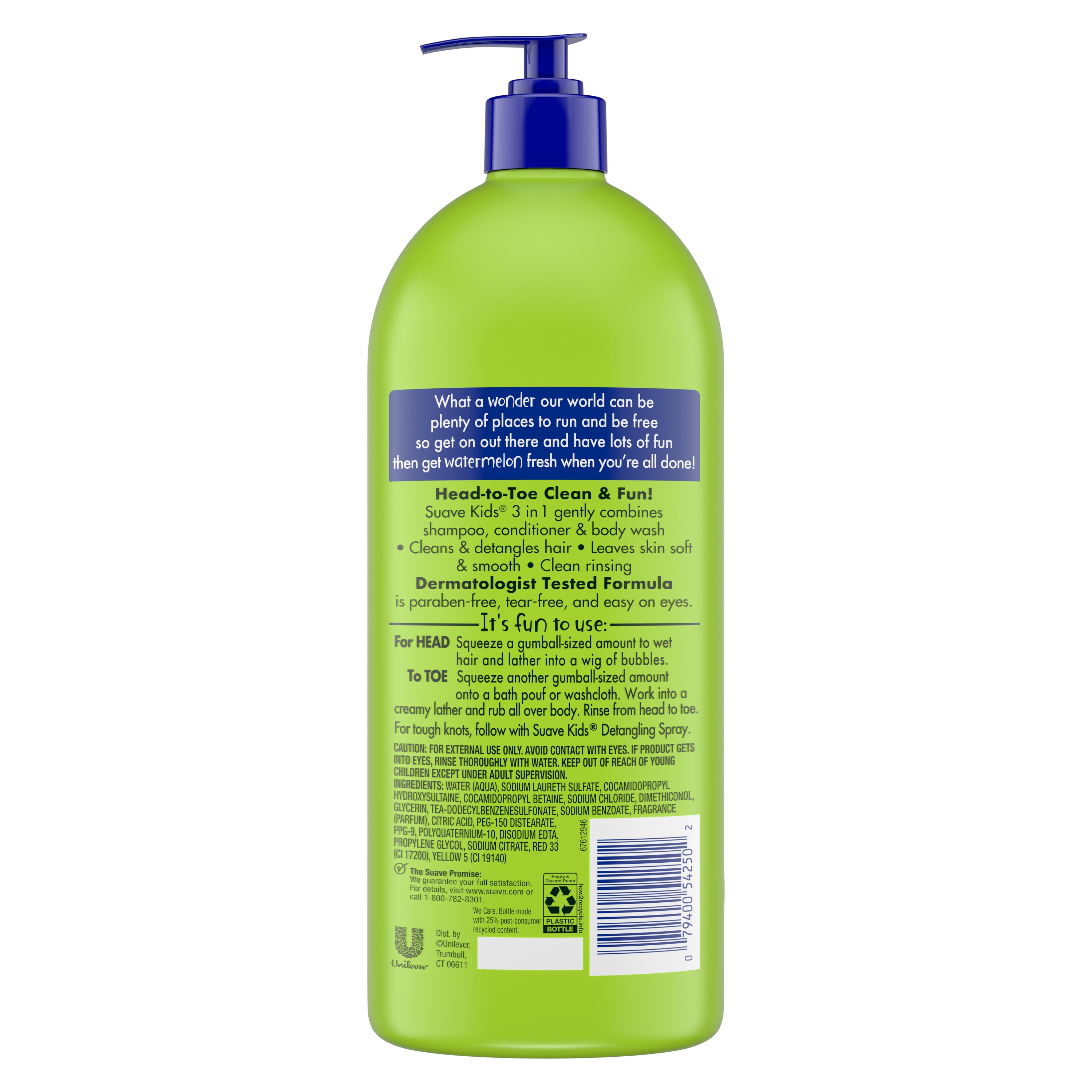 Suave Kids Watermelon Wonder 3 in 1 Shampoo Conditioner Bodywash 40 oz