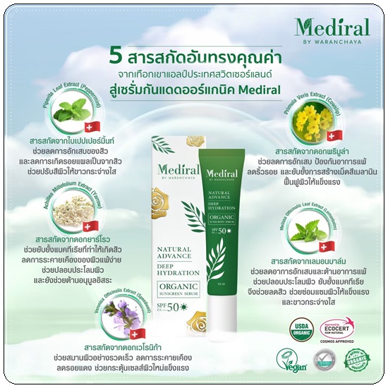 เซรั่มกันแดด Mediral Organic Sunscreen กันแดดออร์แกนิค
