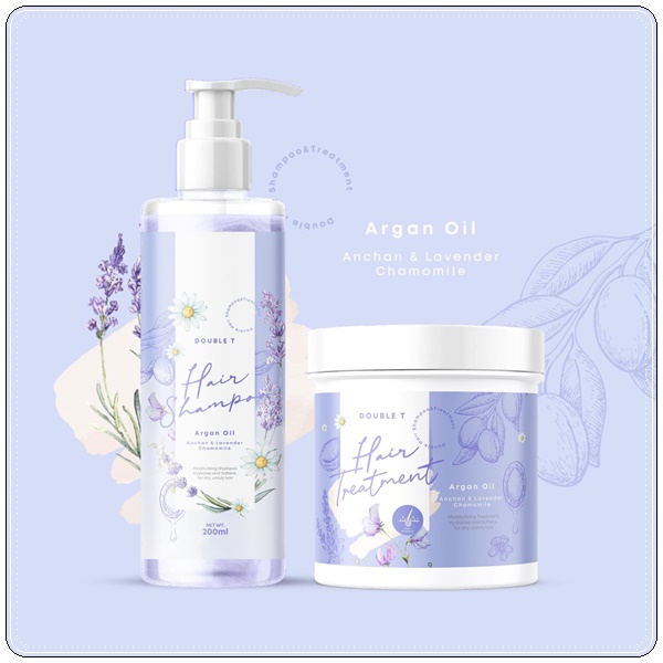 แชมพูม่วง Double T Hair Shampoo แถมฟรี ทรีทเม้นท์ม่วง Hair Treatment (ส่งฟรี)