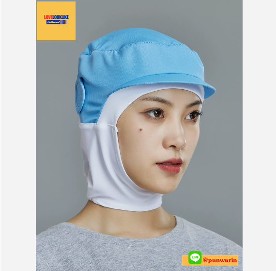 หมวกแก็ปไลน์ผลิต หมวกพนักงาน ระบายอากาศได้ดี หมวกพนักงานโรงงานอุตสาหกรรมอาหาร สีภาพ ขนาดเดียว h6803018 ้