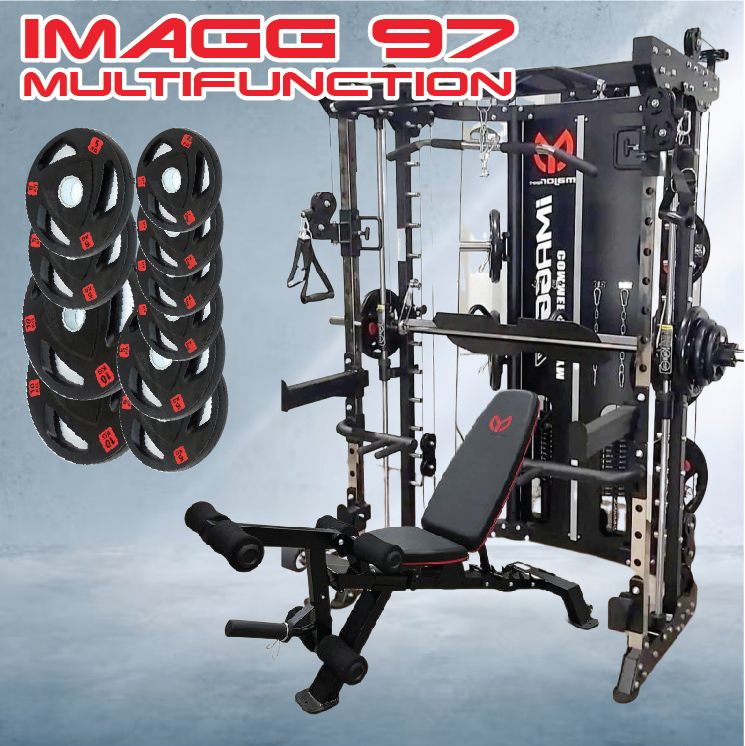 Smith Machine IMAGG 97 + ม้านั่ง819A + แผ่นน้ำหนัก50kg, สมิทแมชชีน